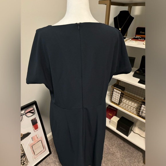 Hugo Boss Datera Wrap Front Sheath Dress In Midnight NWT 48/12 - Picture 7 of 12